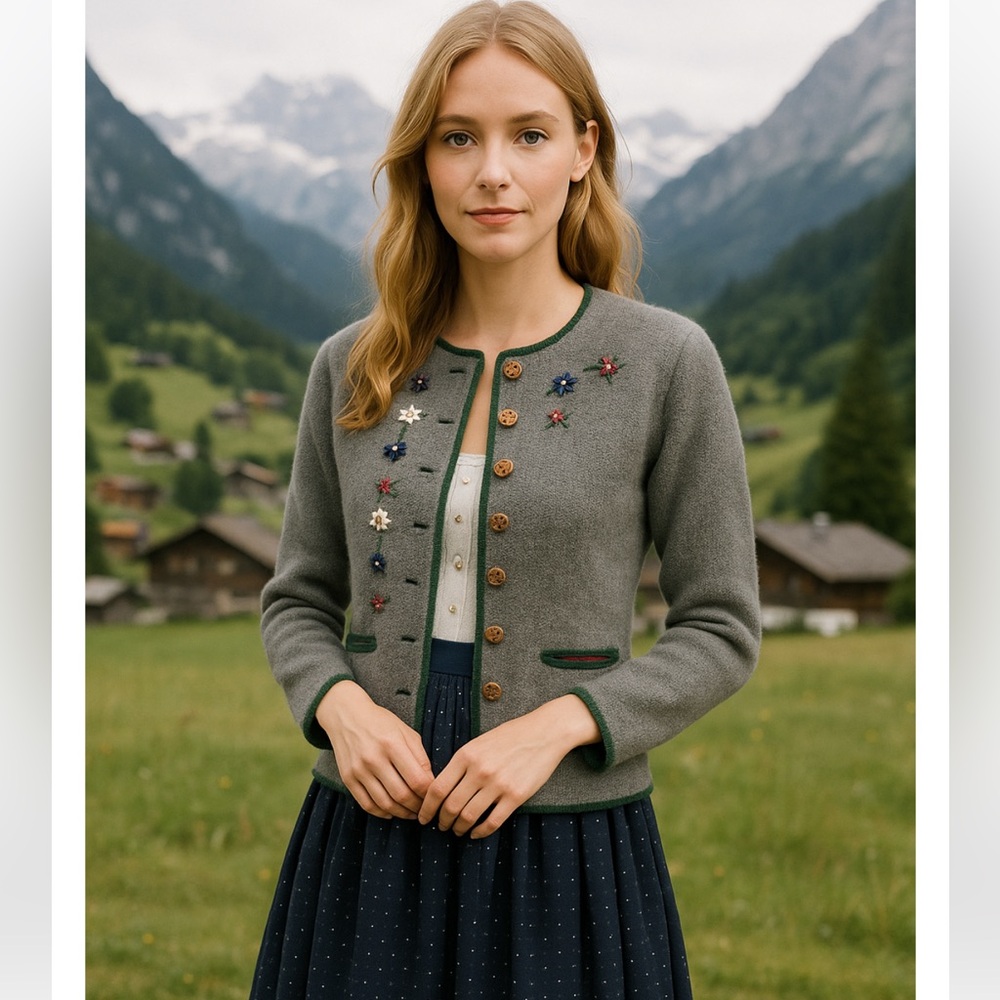 RARE✨OCTOBERFEST✨Traditional Alpine German Wool Cardigan szXS pristine PriceFirm